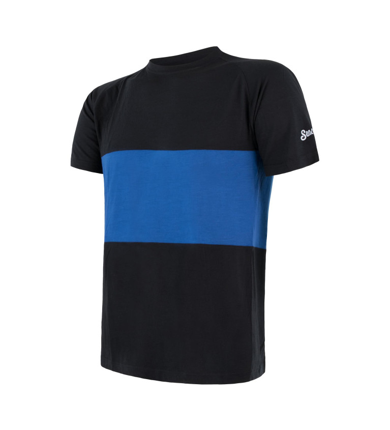 SENSOR MERINO AIR PT tee ss MEN blk/blu L | Sklep IronRat Outdoor