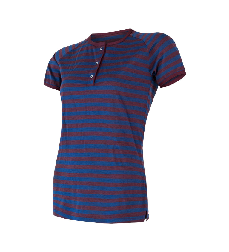 SENSOR MERINO AIR PT tee ss but. WOM blu/red str M | Sklep IronRat ...