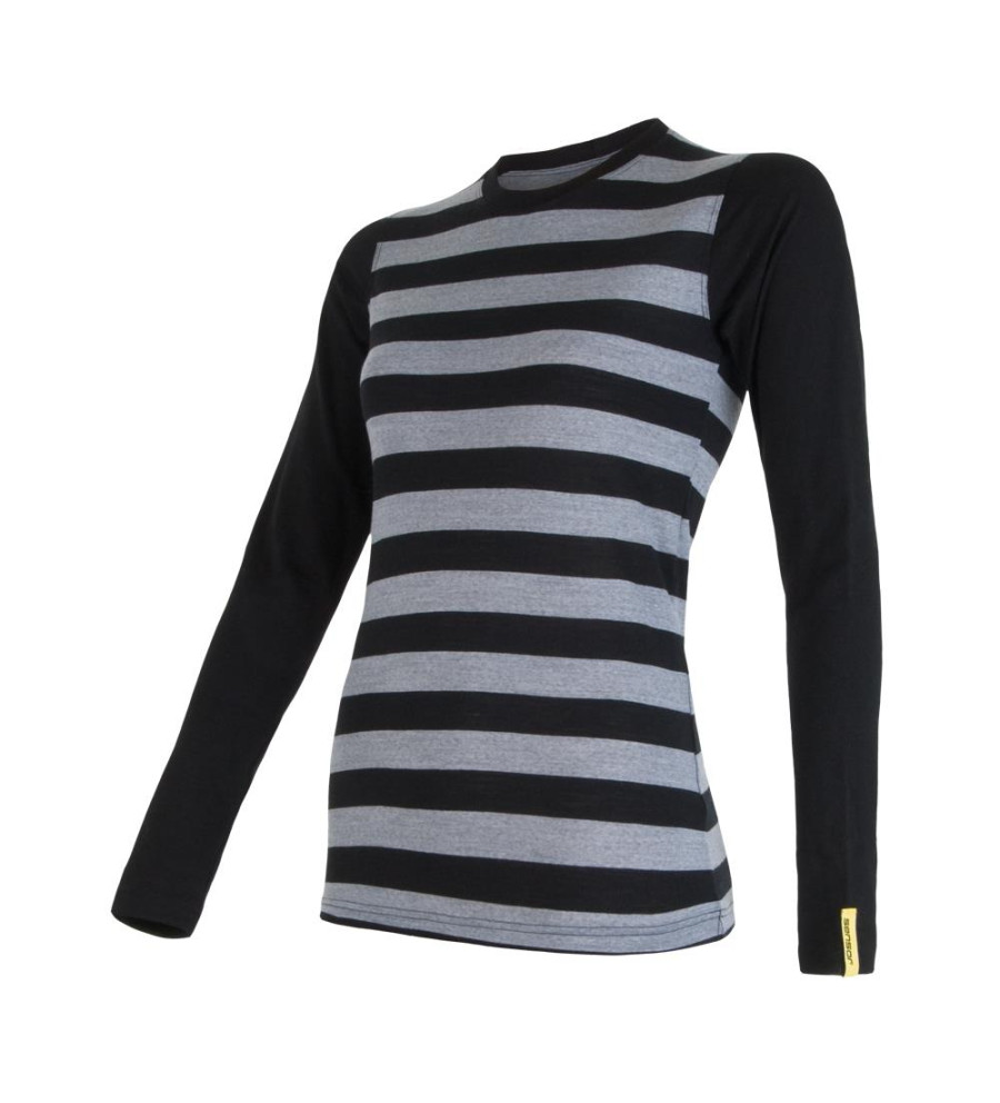 SENSOR MERINO ACTIVE tee ls WOM black stripes S | Sklep IronRat Out...