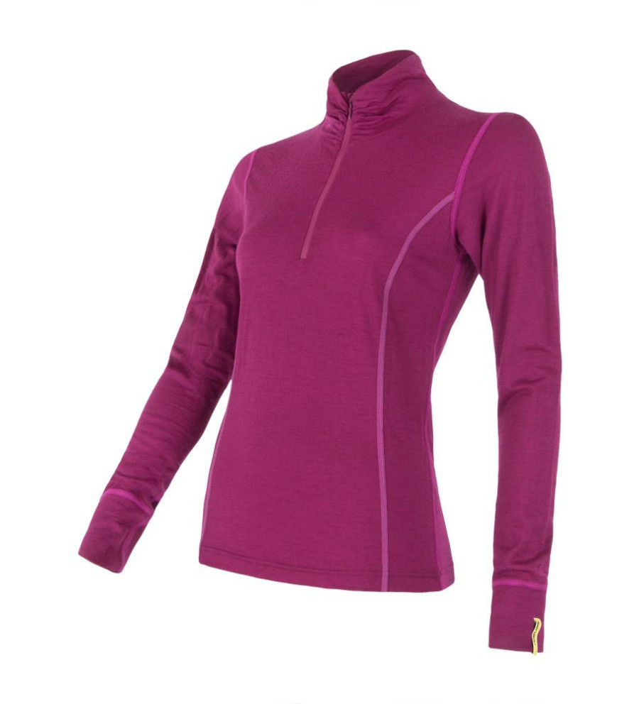 SENSOR MERINO ACTIVE tee ls zip WOM lilla L | Sklep IronRat Outdoor