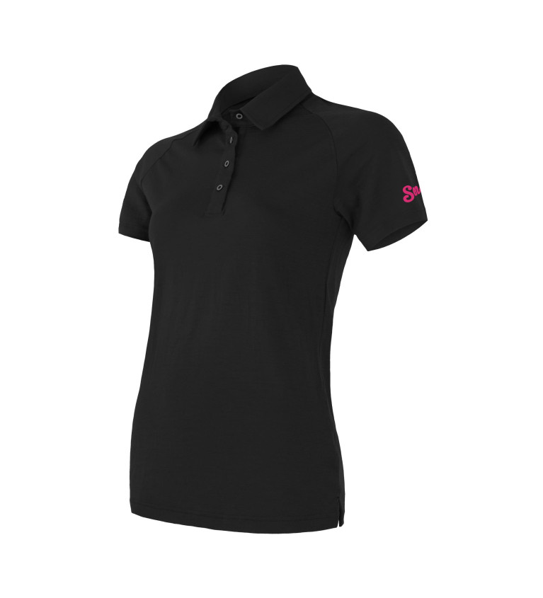SENSOR MERINO ACTIVE POLO tee ss WOM blk S | Sklep IronRat Outdoor