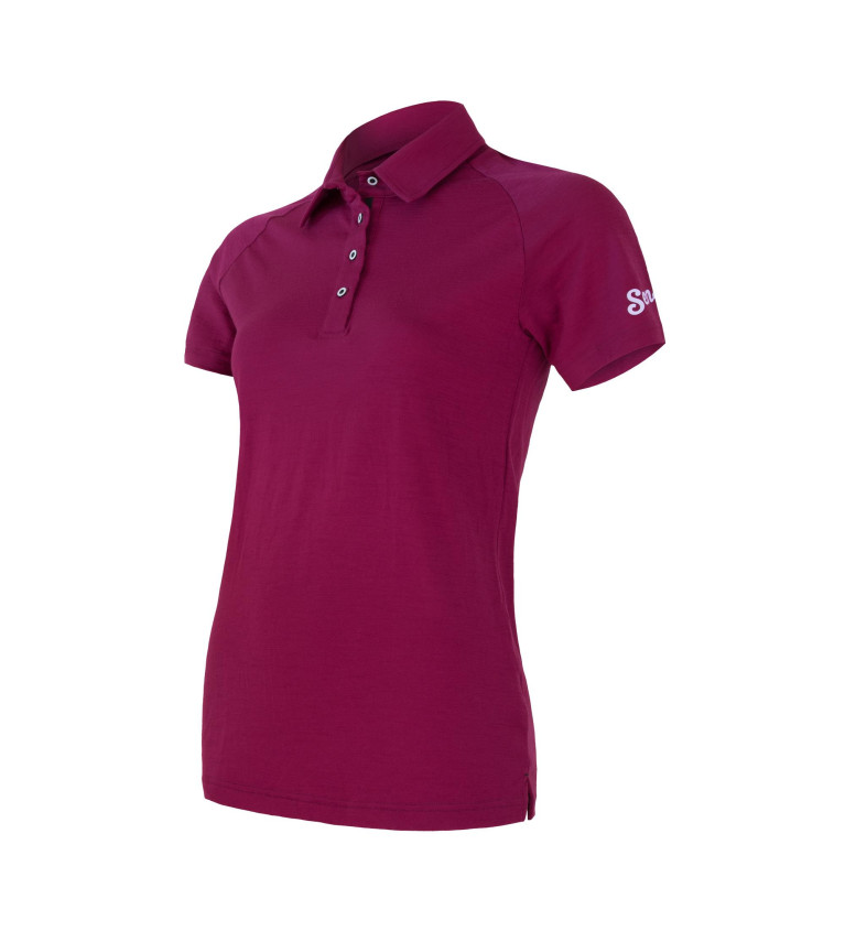 SENSOR MERINO ACTIVE POLO tee ss WOM lilla S | Sklep IronRat Outdoor