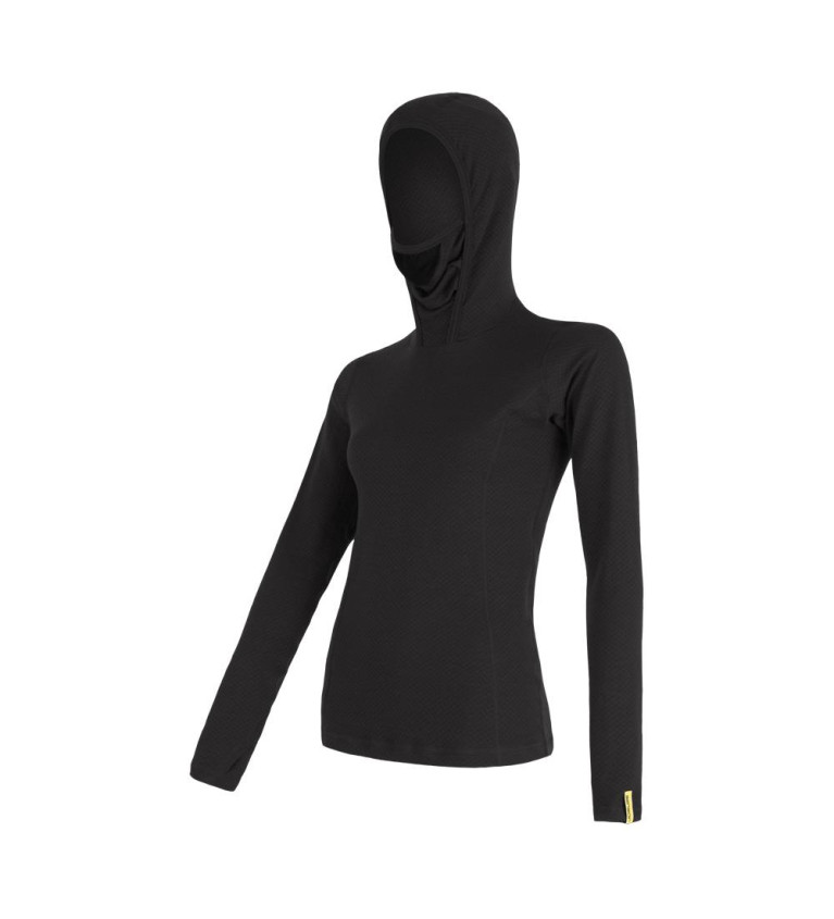 SENSOR MERINO DF tee ls hooded WOM black M | Sklep IronRat Outdoor