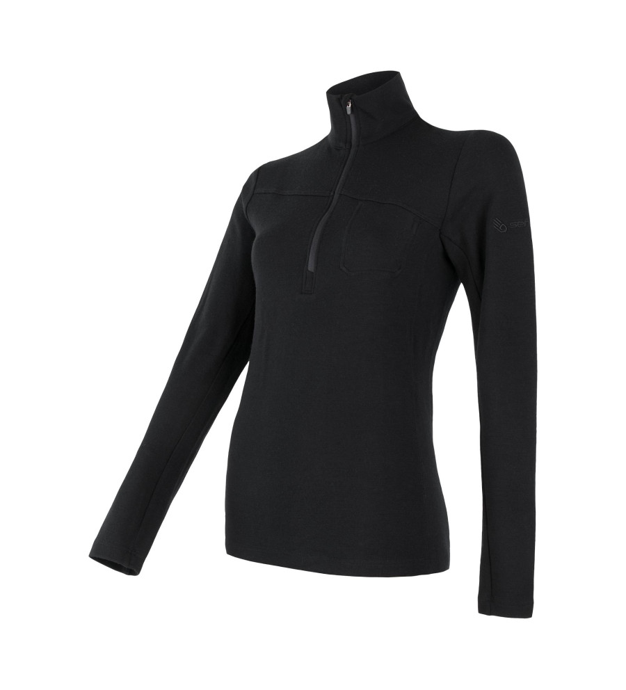 SENSOR MERINO EXTREME tee ls zip WOM blk M | Sklep IronRat Outdoor