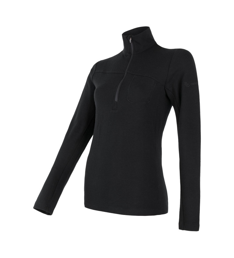 SENSOR MERINO EXTREME tee ls zip WOM blk L | Sklep IronRat Outdoor