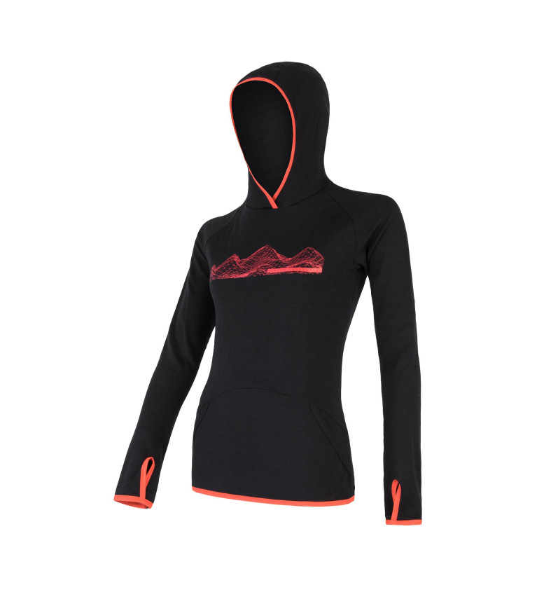 SENSOR MERINO UPPER fleece hooded WOM blk mou. M | Sklep IronRat Ou...