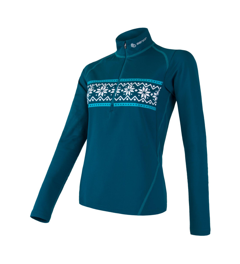 SENSOR THERMO tee ls zip WOM saphire/print L | Sklep IronRat Outdoor