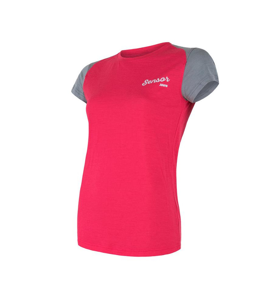 SENSOR MERINO ACTIVE PT tee ss WOM mag/gry logo M | Sklep IronRat O...