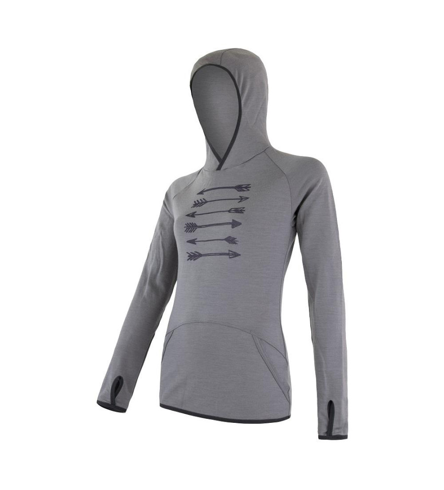 SENSOR MERINO UPPER fleece hooded WOM gry arrows S | Sklep IronRat ...