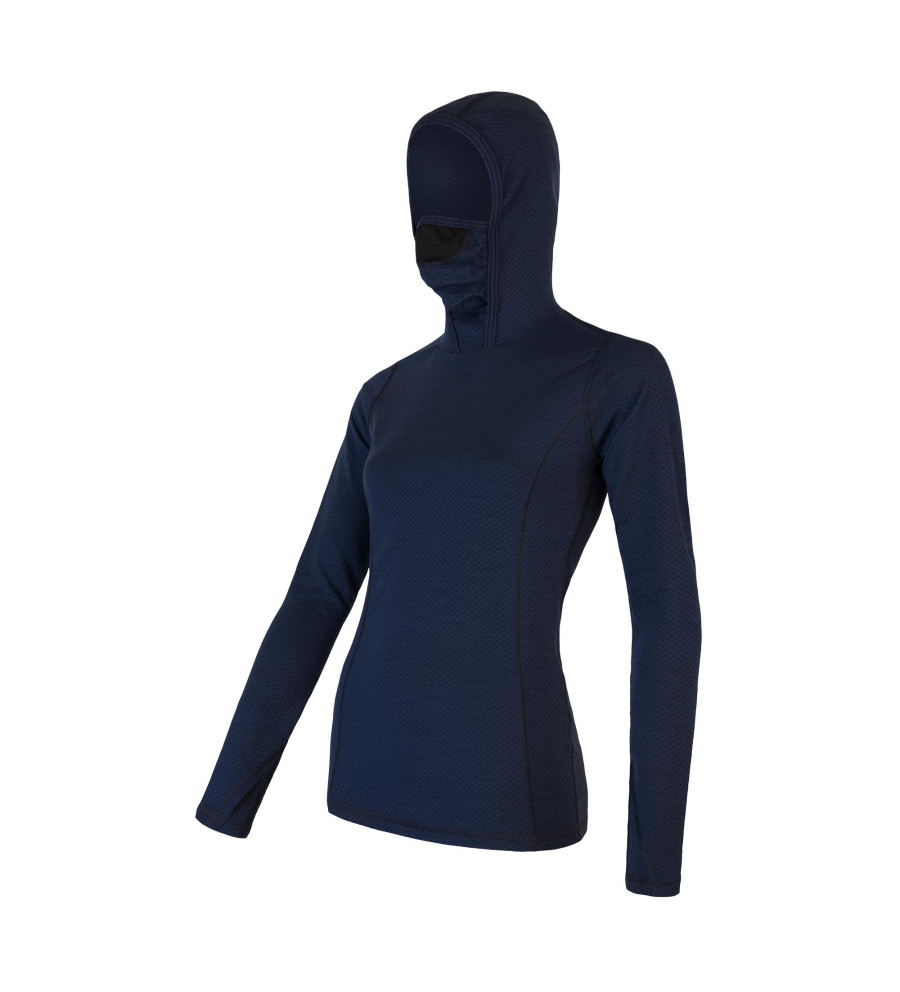 SENSOR MERINO DF tee ls hooded WOM deep blu S | Sklep IronRat Outdoor