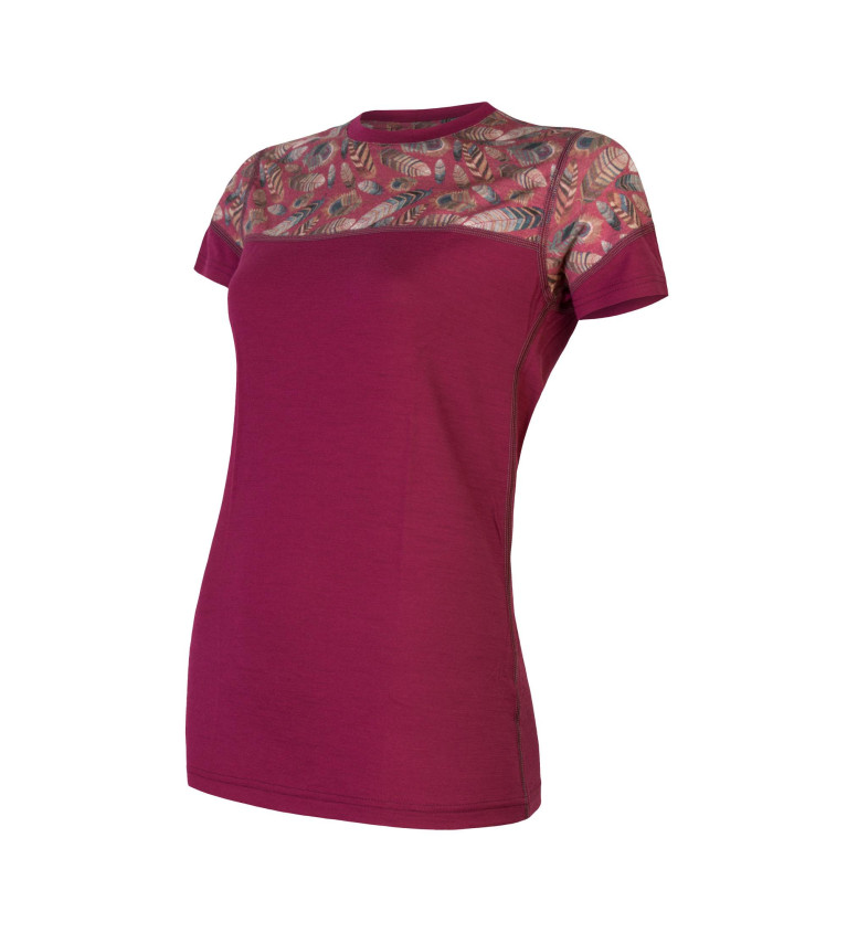 SENSOR MERINO IMPRESS tee ss WOM lilla/feather M | Sklep IronRat Ou...