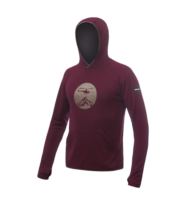 SENSOR MERINO UPPER fleece hooded MEN p.red heli S | Sklep IronRat ...