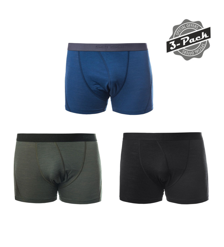 SENSOR MERINO AIR 3-PACK boxers MEN blk/bl/oli S | Sklep IronRat Ou...