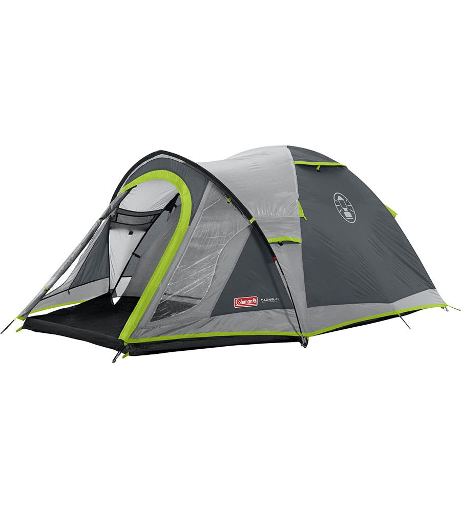 Coleman 4-person dome tent Darwin 4 Plus (grey/light green, with tunnel stem, model 2023)