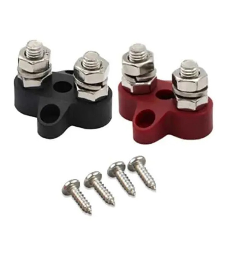 Dual Terminal Stud M8-linked set (1 red/1 black)